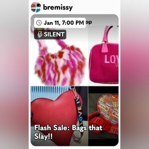 Pink and Red Faux Fur Handbag